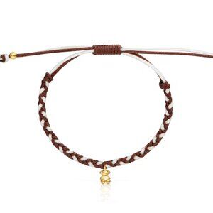 Tous Bear Bracelet gold plating over silver and brown nylon Tous Motifs